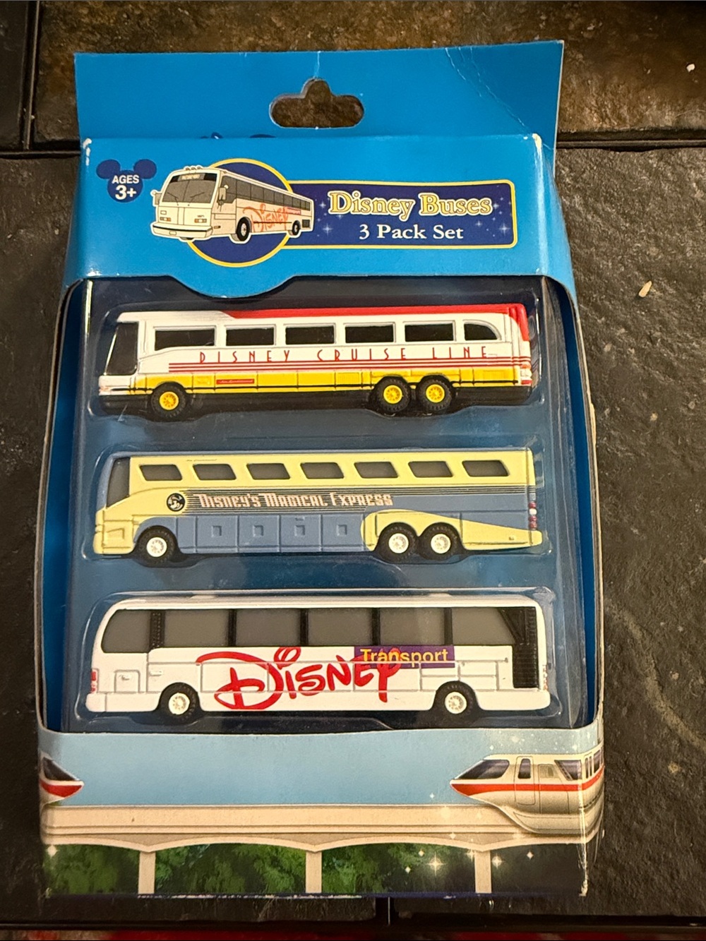 Walt Disney World die-cast bus 3-pack set